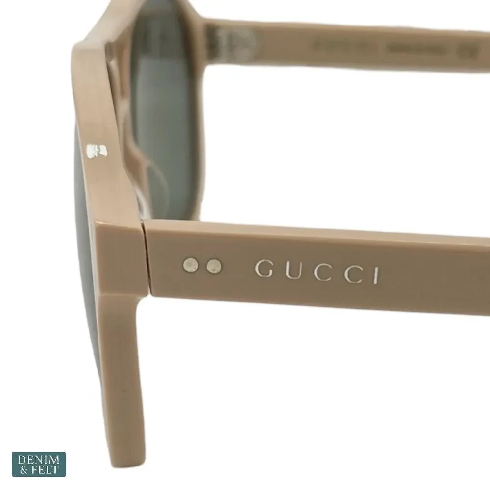 NEW‎ Gucci GG0475S Ivory Green Square Aviator Matte Lens Designer Sunglasses